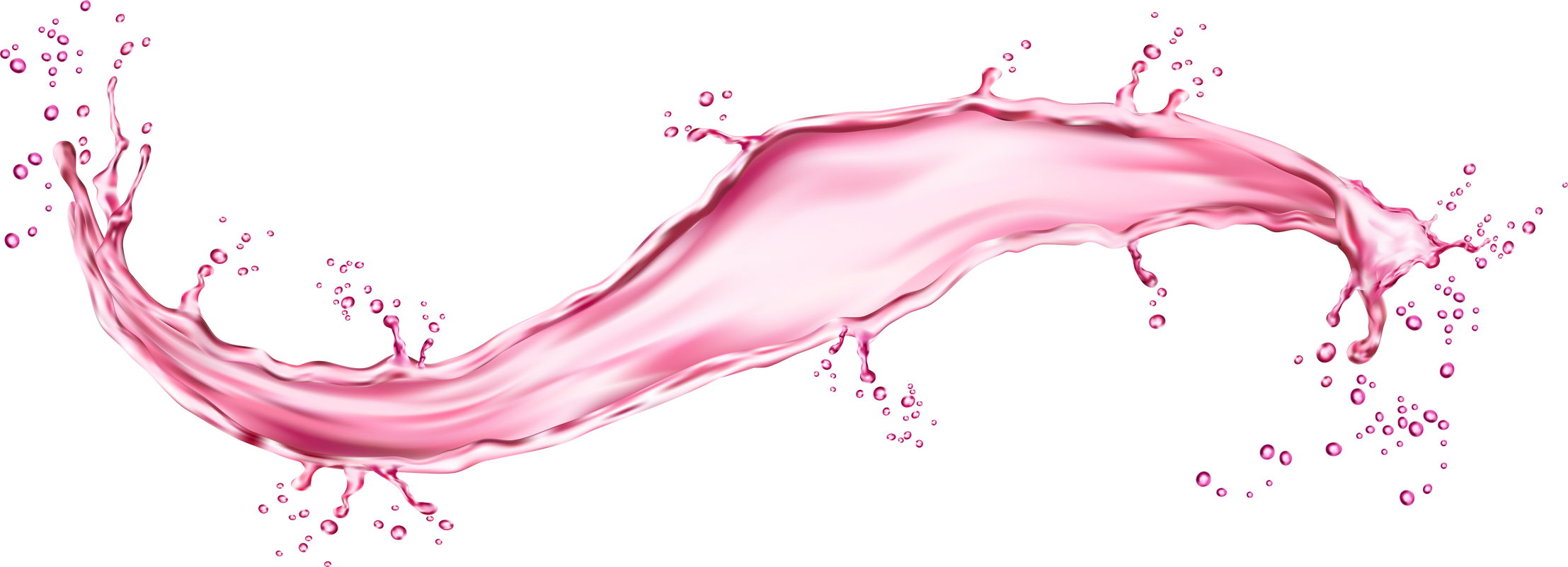 Realistic Pink Water Flow Splash Splatters